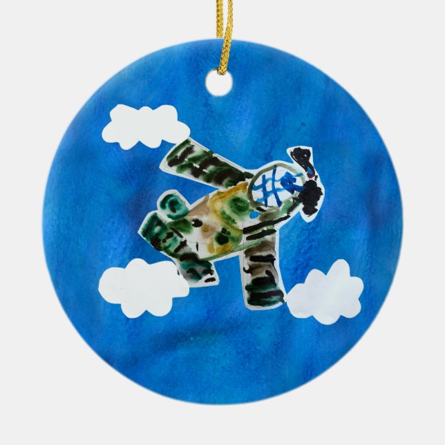 Army Jet "Art by Kids" Ceramic Tree Decoration (Front)