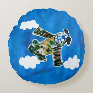 Army Jet "Art by Kids" Round Cushion