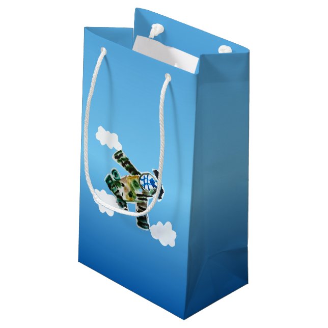 Army Jet "Art by Kids" Small Gift Bag (Back Angled)