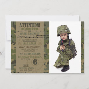 Army Jungle Camouflage Military Birthday Invitation