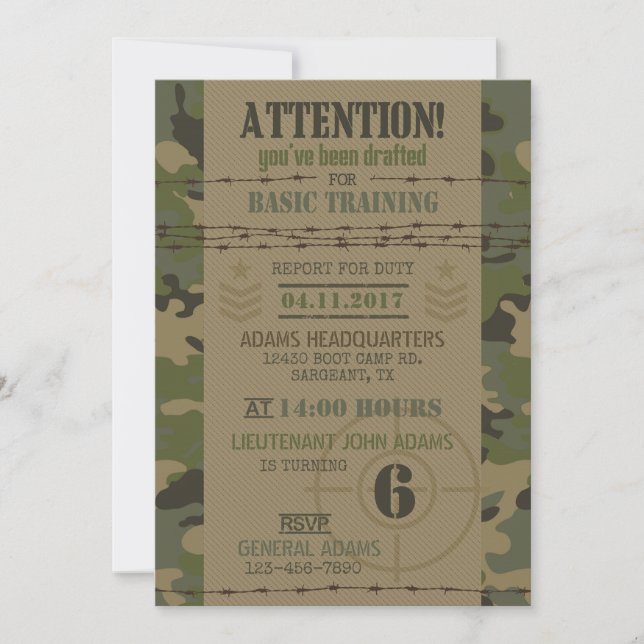Army Jungle Camouflage Military Birthday Invitation (Front)