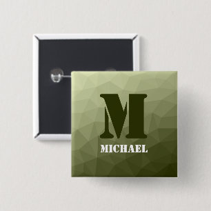 Army light green geometric mesh pattern Monogram 15 Cm Square Badge