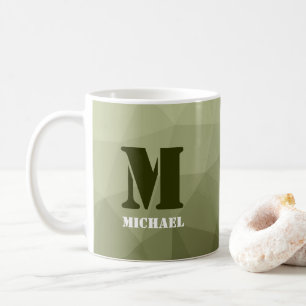 Army light green geometric mesh pattern Monogram Coffee Mug