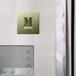 Army light green geometric mesh pattern Monogram Magnet