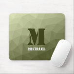 Army light green geometric mesh pattern Monogram Mouse Mat<br><div class="desc">Monogram Personalize with your custom initial and name. Army green gradient geometric mesh pattern triangles ombre. 
Triangle geometric mesh with light dark gray green ombre gradient. 
military,  army,  pattern,  ombre,  mesh,  triangles,  geometry,  geometric,  gradient,  cool,  triangle,  green</div>