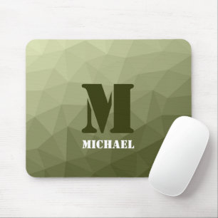 Army light green geometric mesh pattern Monogram Mouse Mat
