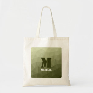 Army light green geometric mesh pattern Monogram Tote Bag