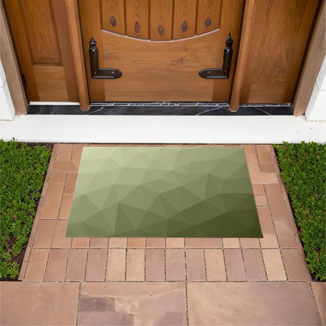 Army light green gradient geometric mesh pattern doormat (Outdoor)