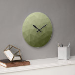 Army light green gradient geometric mesh pattern large clock<br><div class="desc">Army green gradient geometric mesh pattern triangles ombre. 
Triangle geometric mesh with light dark grey green ombre gradient. 
military,  army,  pattern,  ombre,  mesh,  triangles,  geometry,  geometric,  gradient,  cool,  triangle,  green</div>