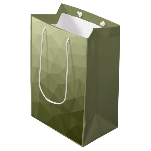 Army light green gradient geometric mesh pattern medium gift bag (Front Angled)
