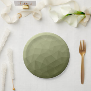 Army light green gradient geometric mesh pattern paper plate