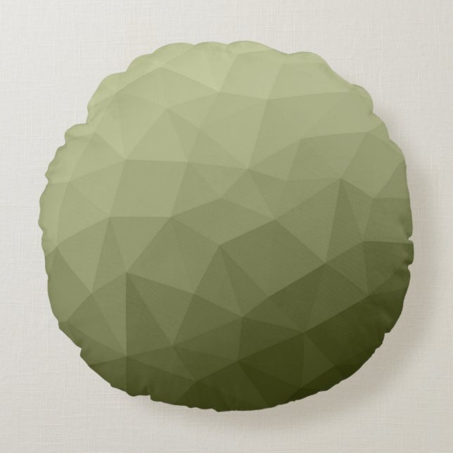 Army light green gradient geometric mesh pattern round cushion (Front)