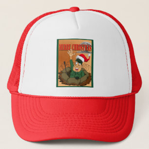Army Man Waving with Santa Hat
