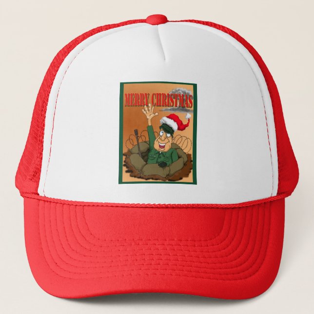 Army Man Waving with Santa Hat (Front)