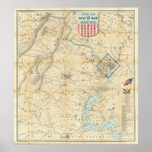 Army Map of The Seat of War In Virginia Poster