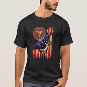 Army Medical Corps Branch American Flag T-Shirt