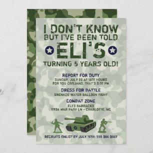 Army Military Birthday Party Invitation