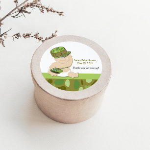 Army Military Camoflauge Baby Shower Favour Sticke Classic Round Sticker