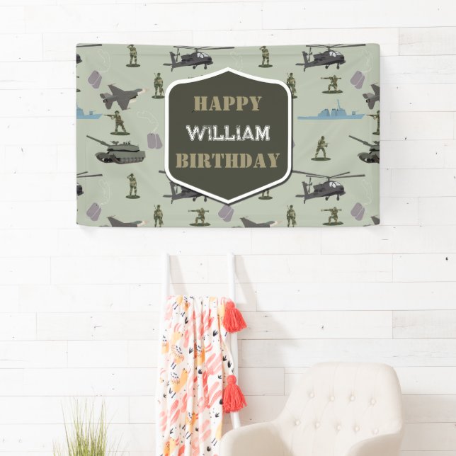 Army Military Camouflage Green Camo Birthday Banner (Insitu)
