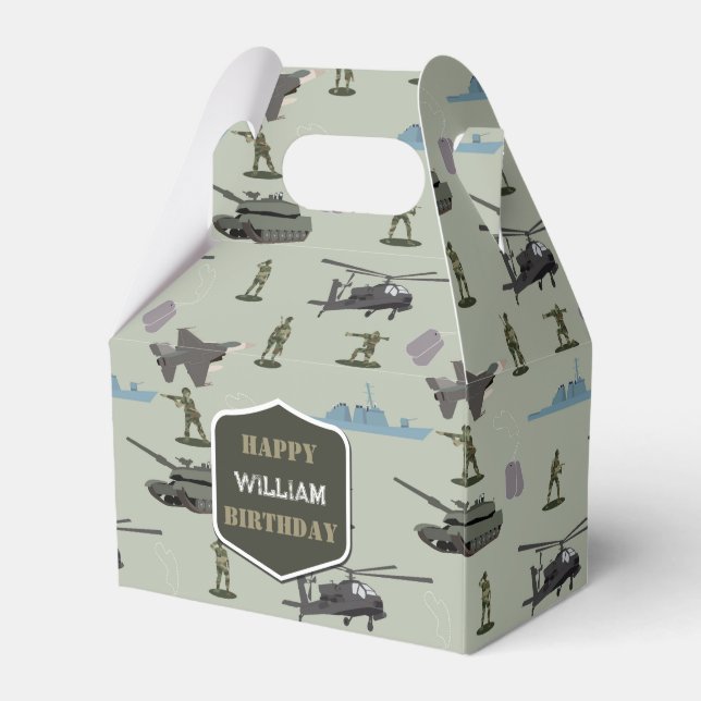 Army Military Camouflage Green Camo Birthday Favour Box (Front Side)