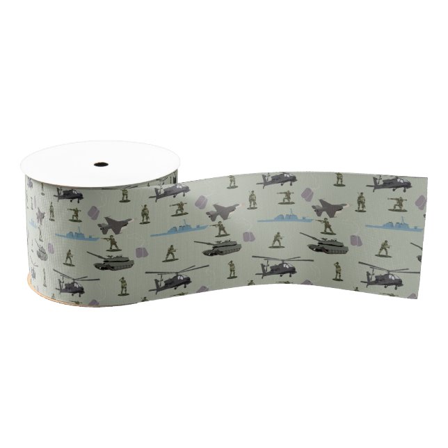 Army Military Camouflage Green Camo Birthday Grosgrain Ribbon (Spool)