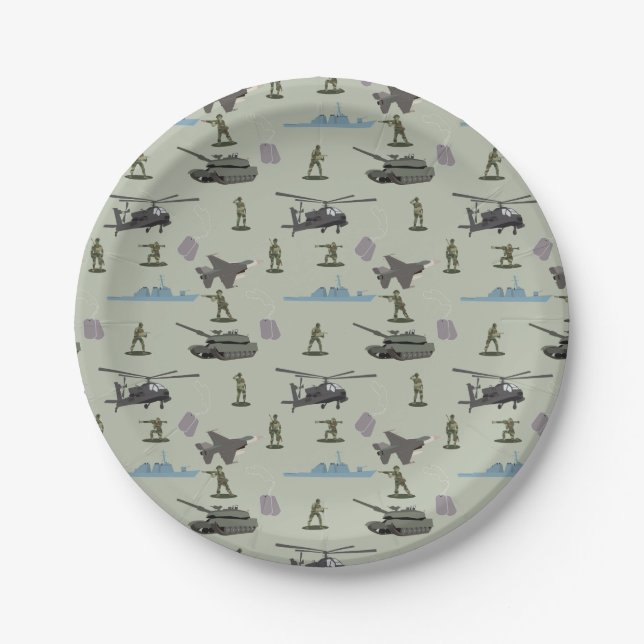 Army Military Camouflage Green Camo Birthday Paper Plate (Front)