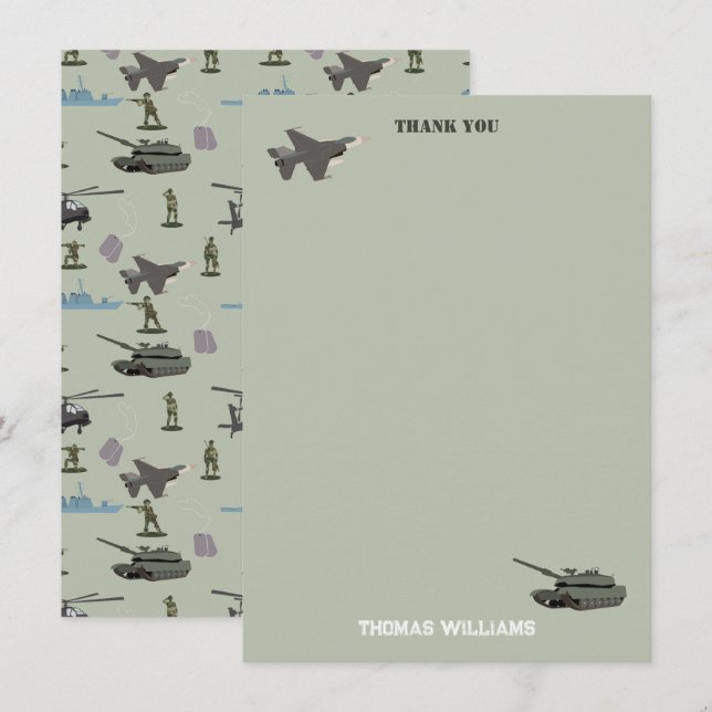 Army Military Camouflage Green Camo Birthday Thank You Card (Front/Back)