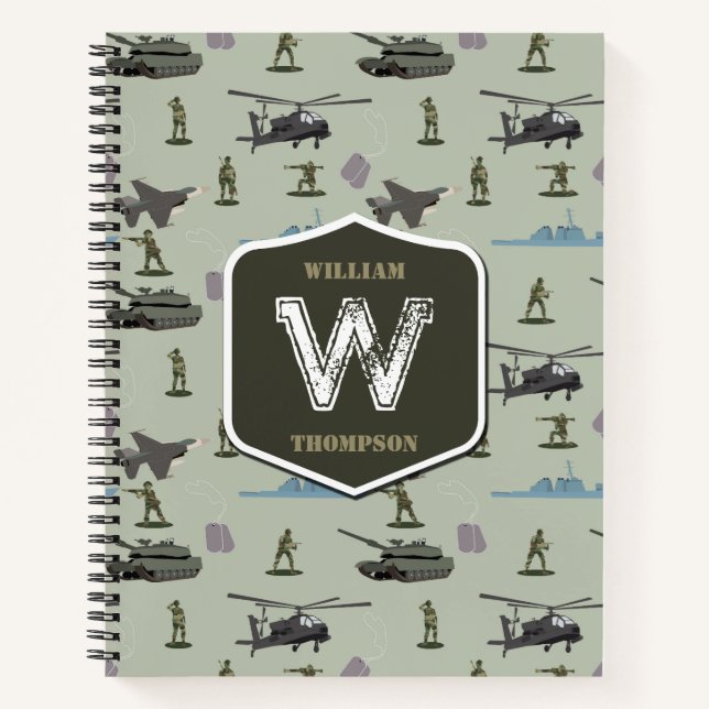 Army Military Camouflage Green Camo Pattern Notebook (Front)