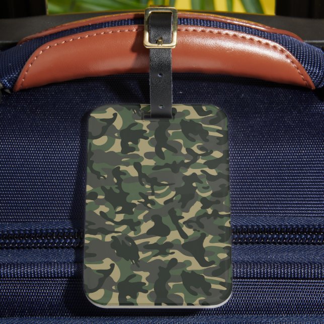 Army military camouflage green luggage tag (Front Insitu 2)