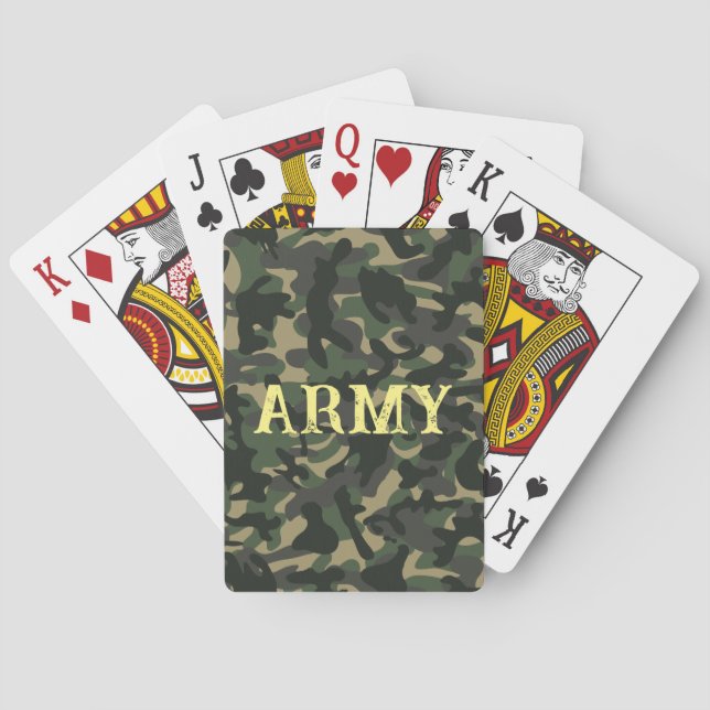 Army military camouflage green playing cards (Back)