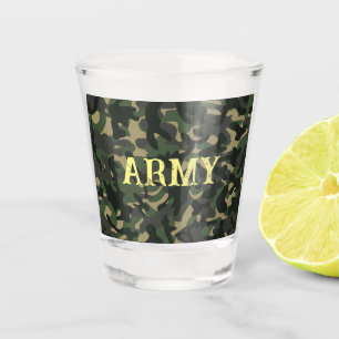 Army military camouflage green  shot glass