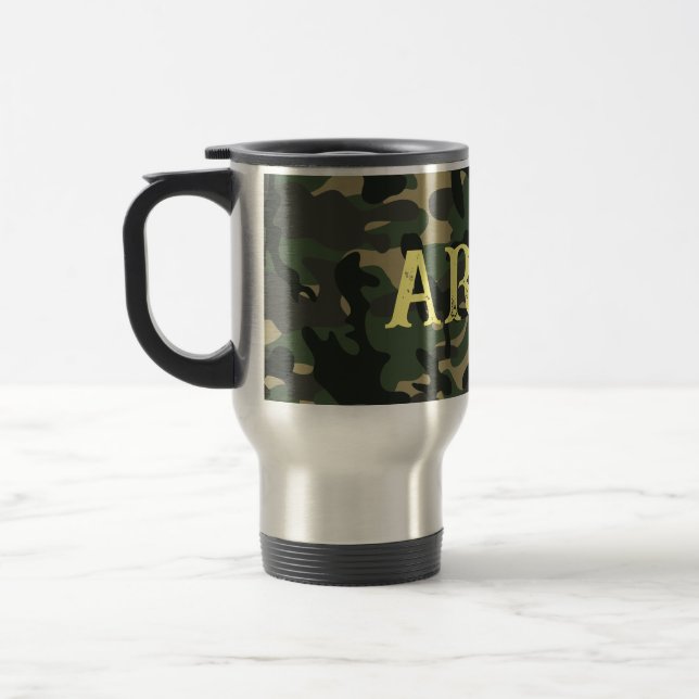 Army military camouflage green travel mug (Left)