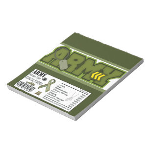 Army Military Celebration Candy Bar Wrappers Notepad
