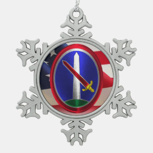 Army Military District Washington Keepsake Snowflake Pewter Christmas Ornament