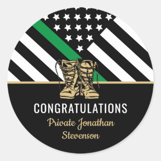 Army Military Graduation Thin Green Line Flag Classic Round Sticker