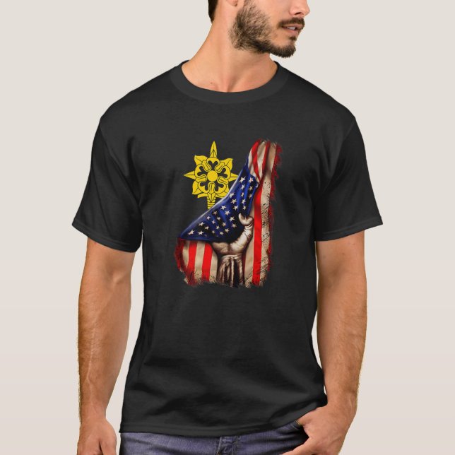 Army Military Intelligence Corps American Flag T-Shirt (Front)