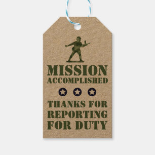 Army Military Mission Accomplished Party Favour Gift Tags