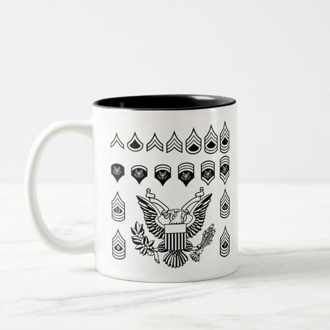 Army Military Rank Insignia Two-Tone Coffee Mug (Left)
