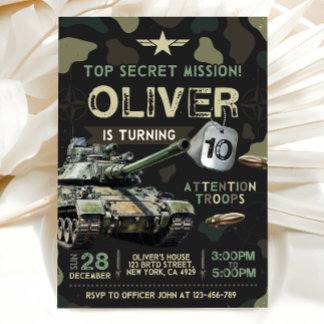 Army Military Soldier Birthday Invitation
