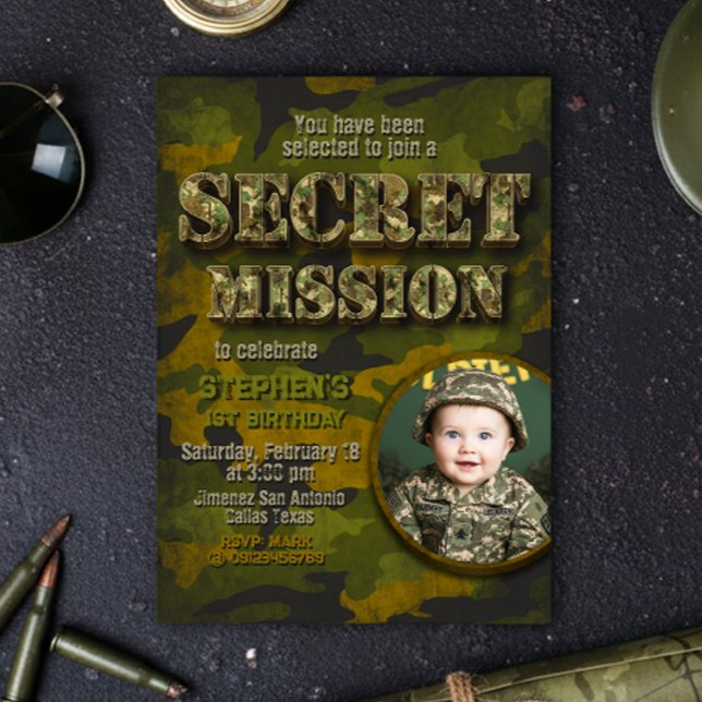 Army - Military - Soldier Boy Birthday  Invitation (Army - Military - Soldier Boy Birthday Invitation)