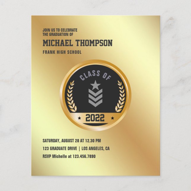 Army/Military themed Graduation Party Invitation Flyer (Front)