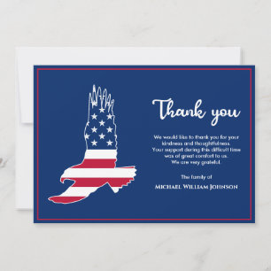 Army Military Veteran Funeral Eagle American Flag Thank You Card