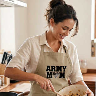 ARMY MOM with Heart and Flag Long Apron