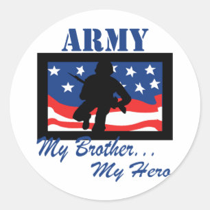 Army My Brother My Hero Classic Round Sticker