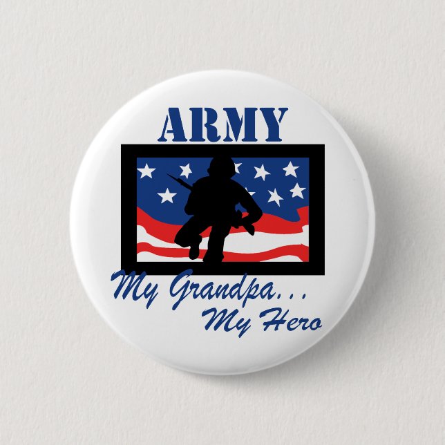 Army My Grandpa My Hero 6 Cm Round Badge (Front)