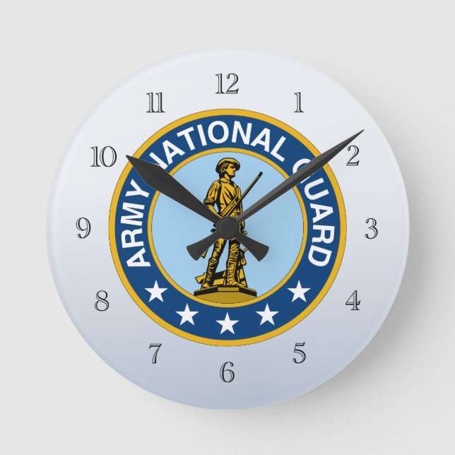 Army National Guard Military Logo Round Clock (Front)