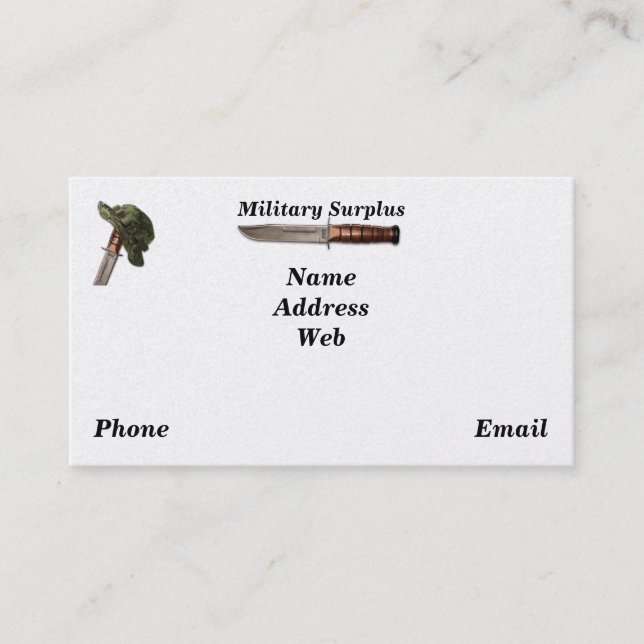 Army navy air force marines rangers surplus business card (Front)