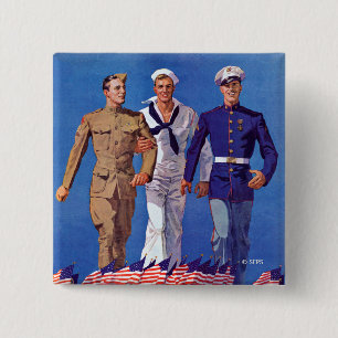 Army, Navy & Marines 15 Cm Square Badge