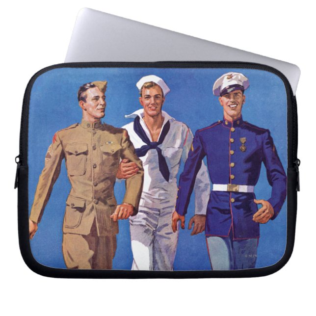 Army, Navy & Marines Laptop Sleeve (Front)