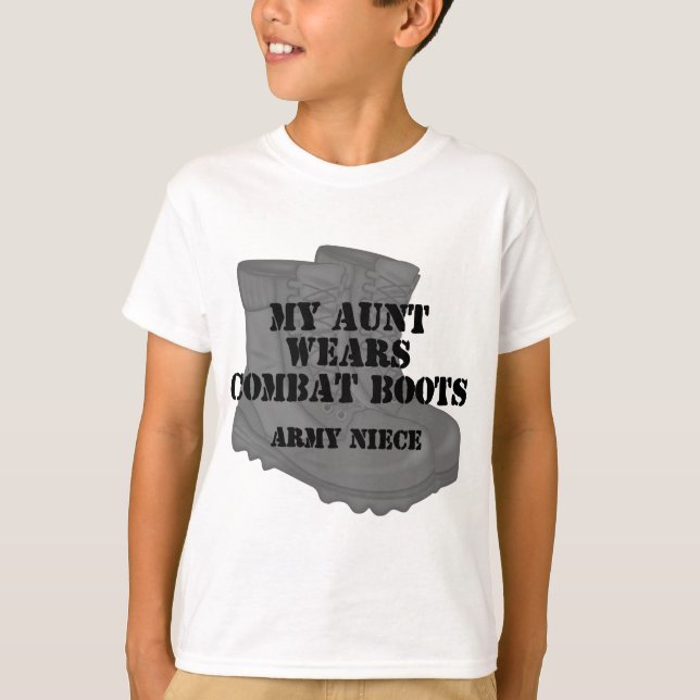 Army Niece Aunt Combat Boots T-Shirt (Front)